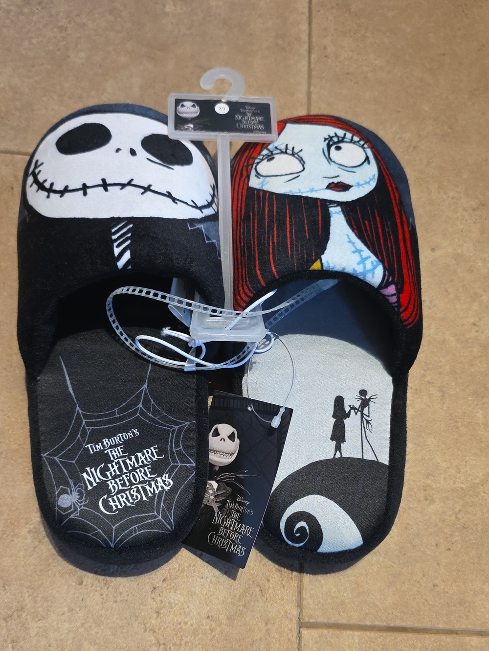 Nightmare Before Christmas Kids' Black and Red One-Piece Slippers. Size 2/3